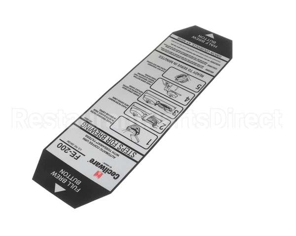 380-00066 Grindmaster Cecilware Label, Instructions - Fe200