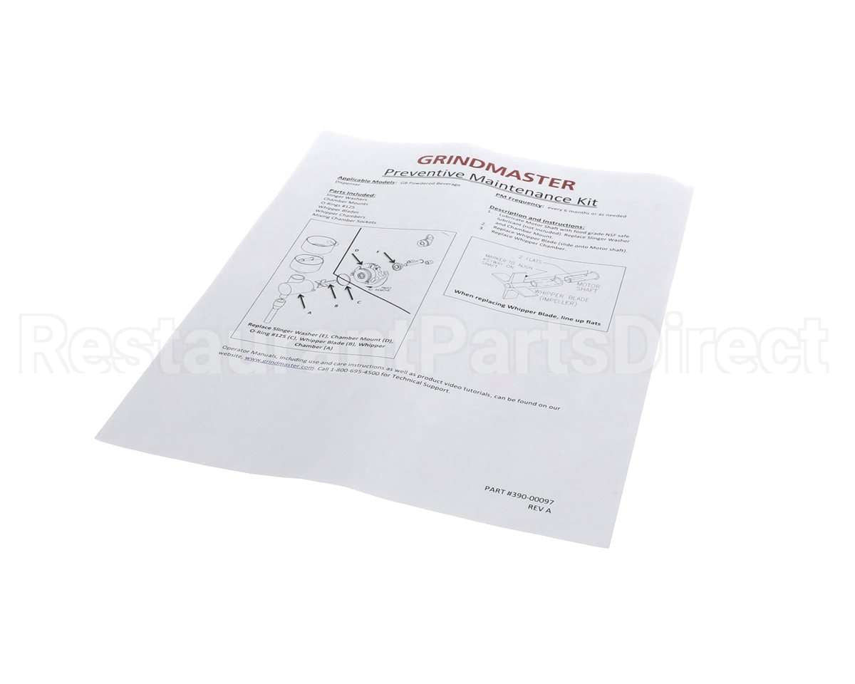390-00097 Grindmaster Cecilware Instructions Pm Kit Gb