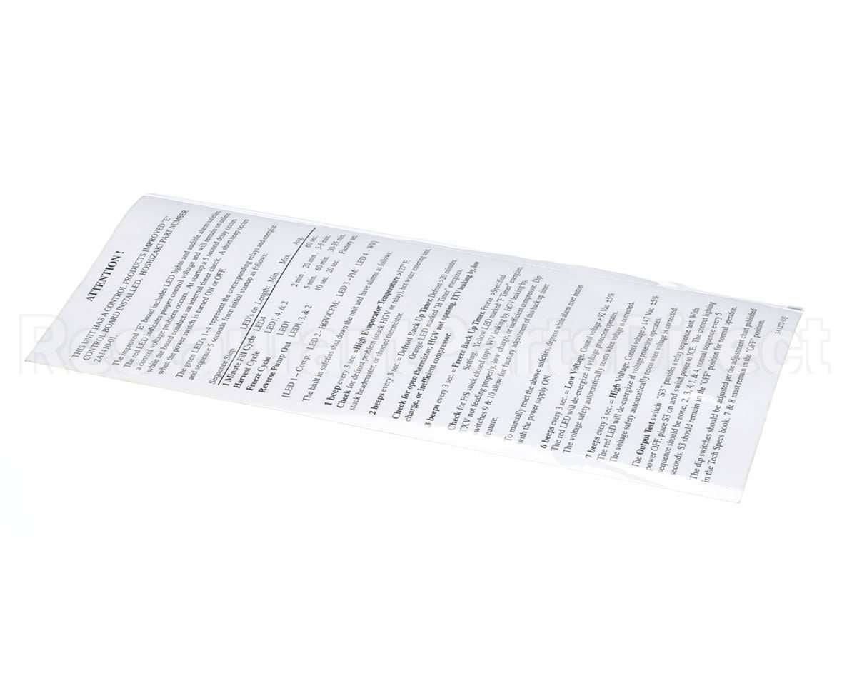 3A1272-01 Hoshizaki Control Box- Label
