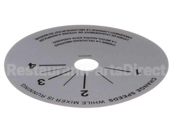 4400349 Univex Label,Srm20-40 Speed Control (98)(P)