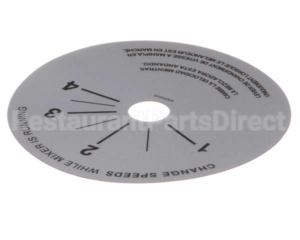 4400349 Univex Label,Srm20-40 Speed Control (98)(P)