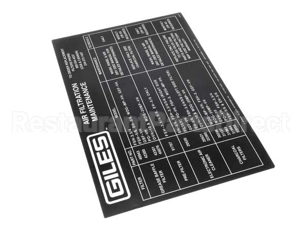 64454 Giles Label, Air Filter Maintenance, Vh Units
