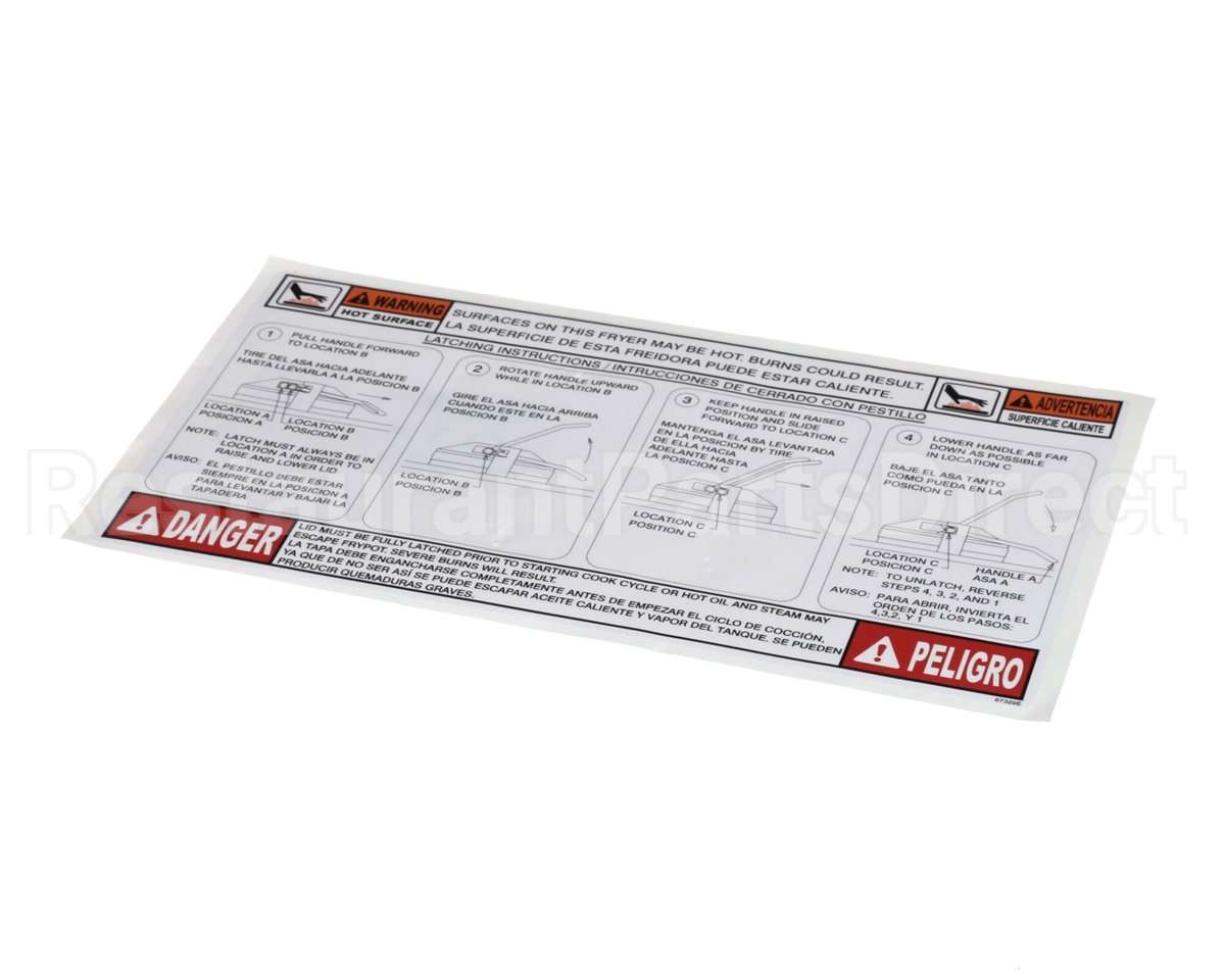 67329 Henny Penny Lid Instruction Label