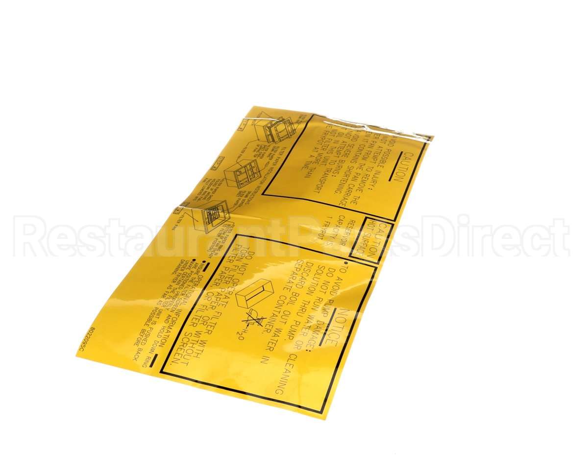 8022095 Frymaster Label, Fpp Filter Pan Assembly