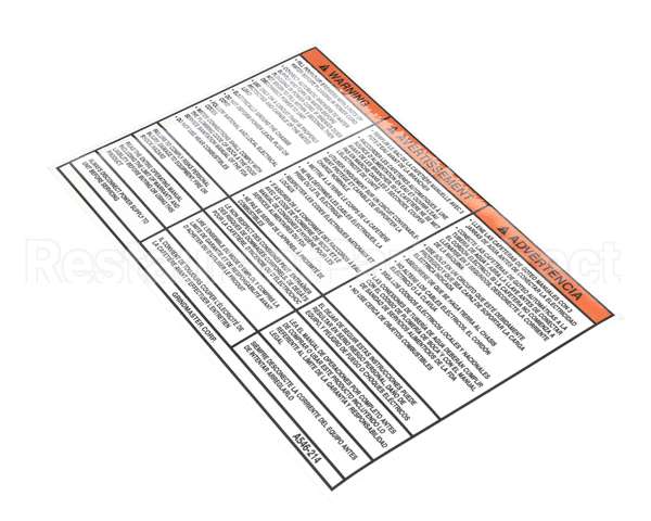 A546-214 Grindmaster Cecilware Label, Warning, Startup Instr