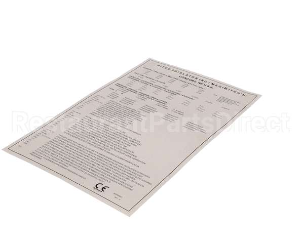 A6064501 Pitco Label,Data Pkging Ce