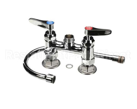 B-0325-CR T&S Brass 4 Cc Double Pantry Faucet Swivel Goose