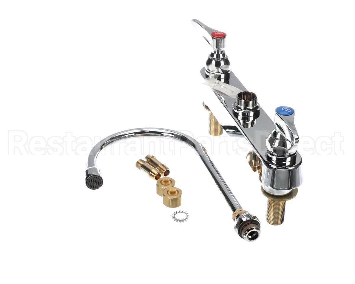 B-1142-XS T&S Brass Workboard Faucet, Deck Mount, 8 Centers,