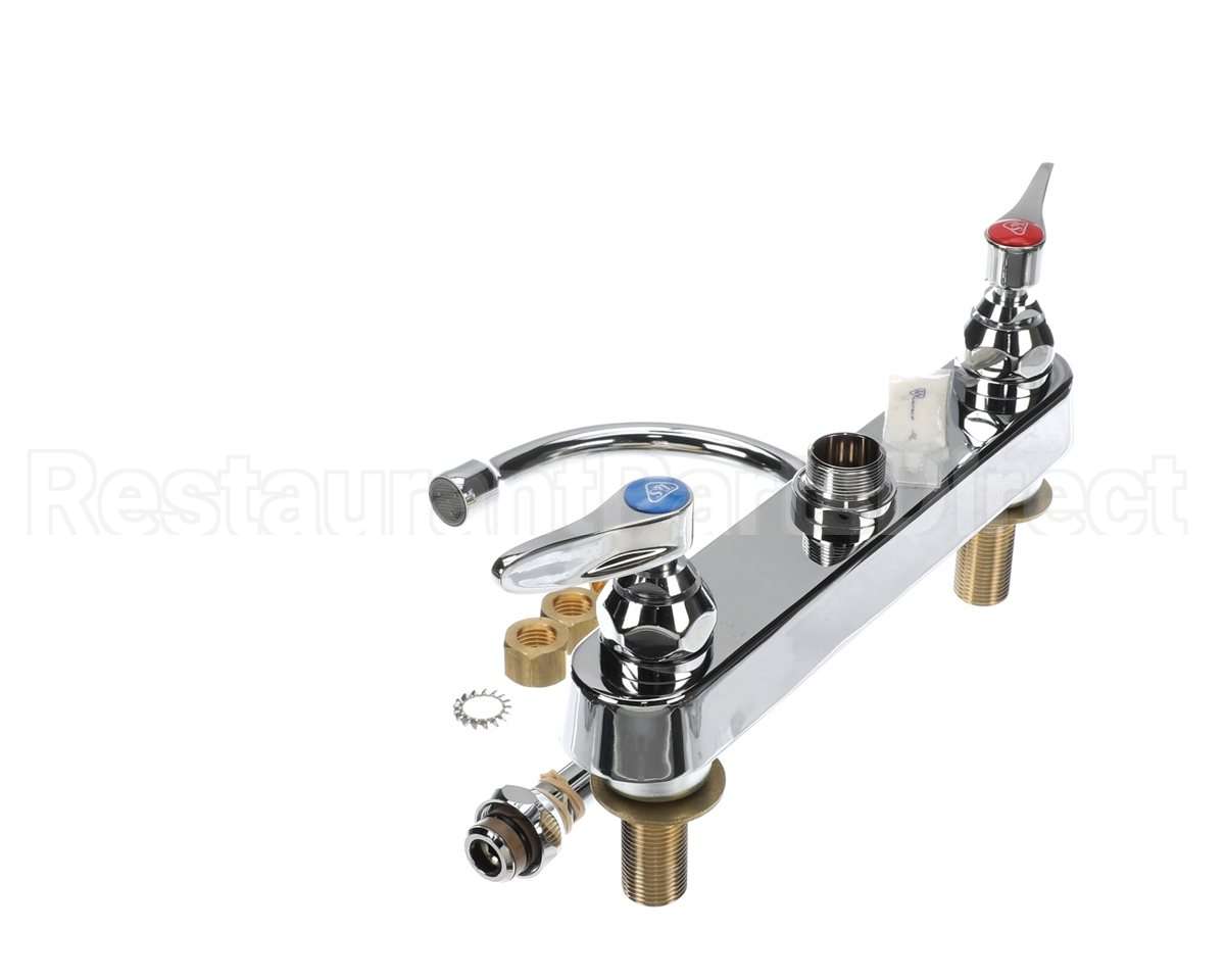 B-1142-XS T&S Brass Workboard Faucet, Deck Mount, 8 Centers,