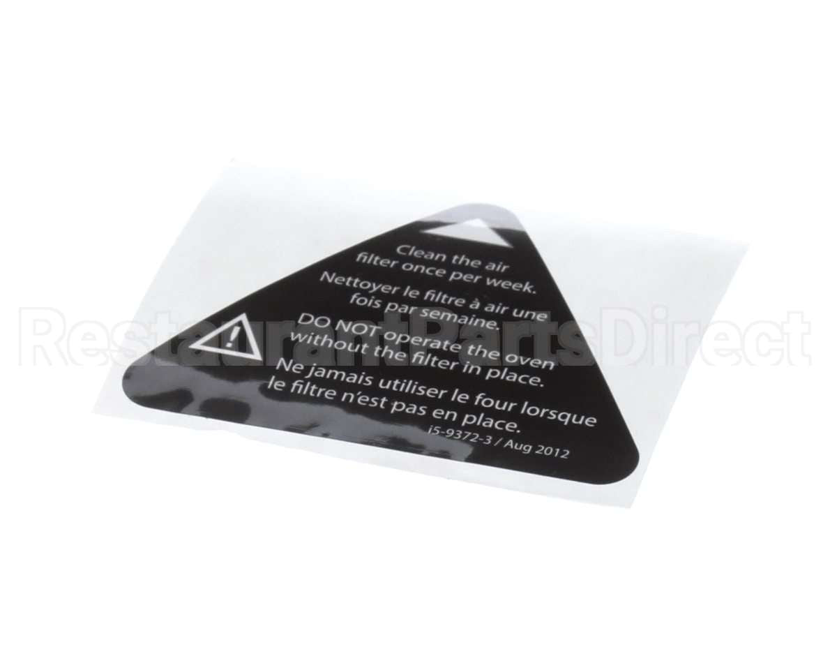 I5-9372-3 Turbochef Label, Filter Warning, Eng-Fre