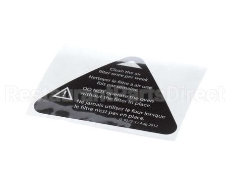 I5-9372-3 Turbochef Label, Filter Warning, Eng-Fre