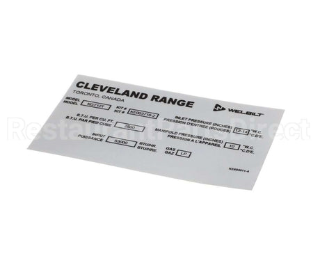 KE603911-4 Cleveland Label;Convert Nat. To Lp
