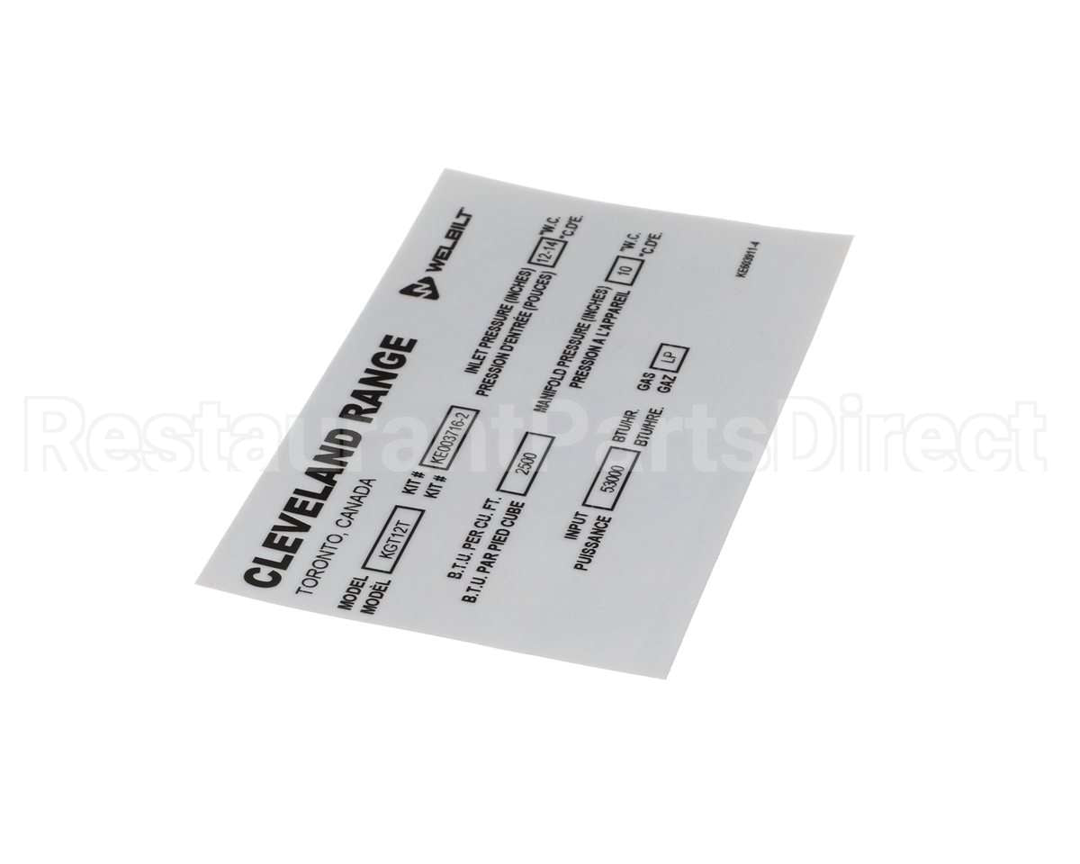 KE603911-4 Cleveland Label;Convert Nat. To Lp