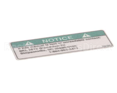 N0165 Bki Decal, Notice Lost Manual