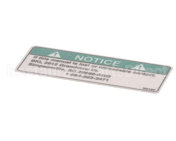 N0165 Bki Decal, Notice Lost Manual