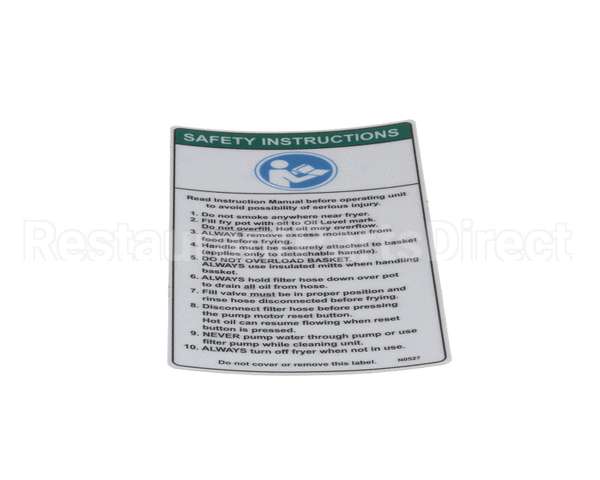 N0527 Bki Decal, Safety Instructions, Fryers