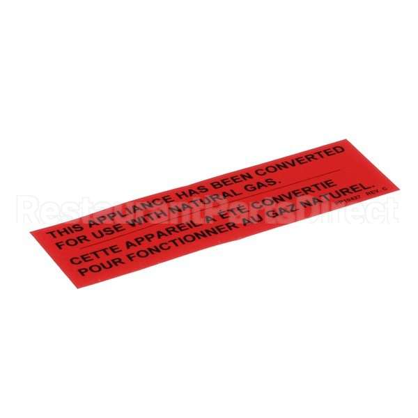 PP10427 Compatible Pitco Lbl, Gas Notice Cvrsn Na T