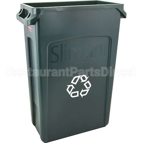 RBMDFG354007GRN Compatible Rubbermaid Slim Jim Recycling Can 23 Gal Green W Handles