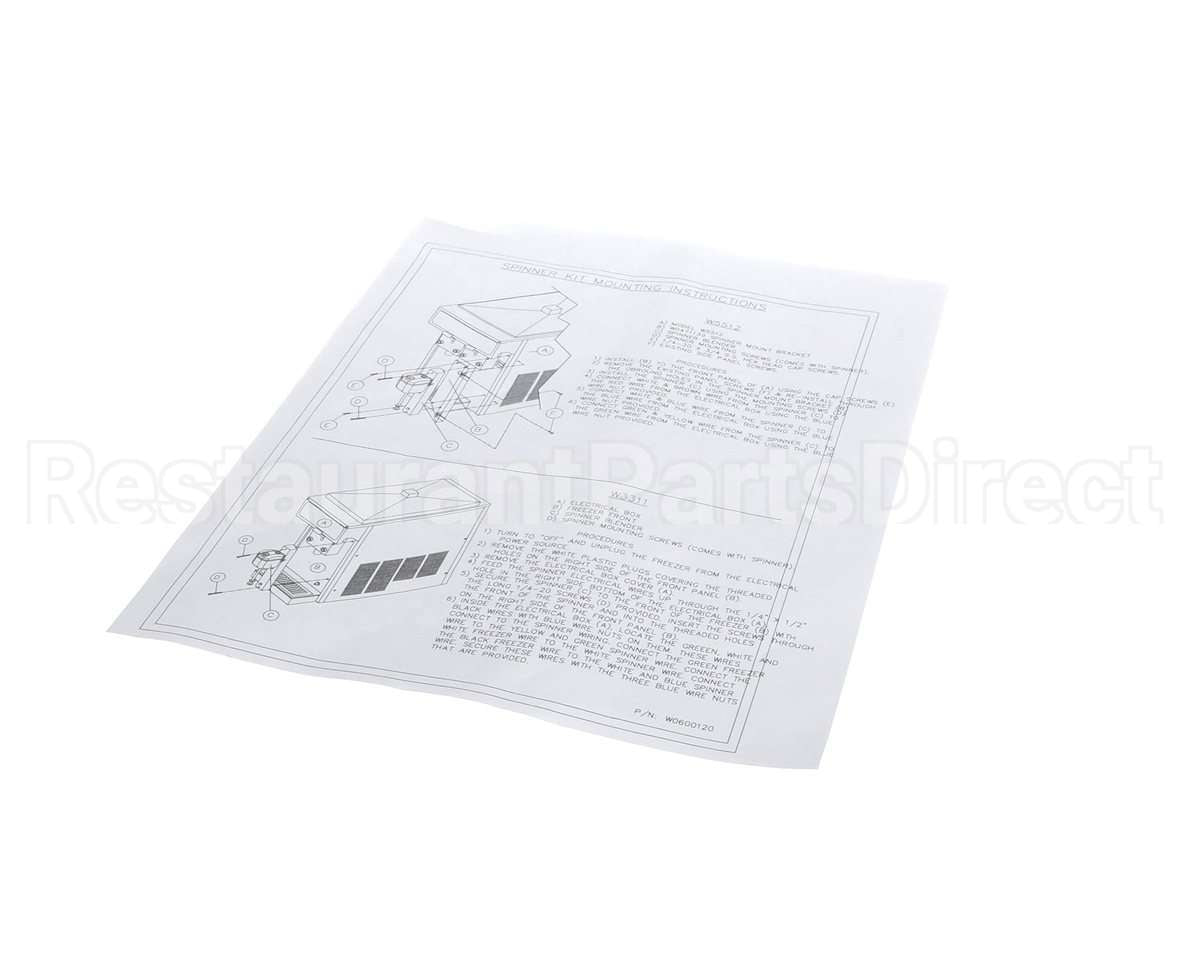 W0600120 Grindmaster Cecilware Instruction Sheet,Spinner Kit