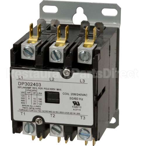 XNC6X125 Compatible Hobart Contactor (3 Pole, 30Amp, 240V)